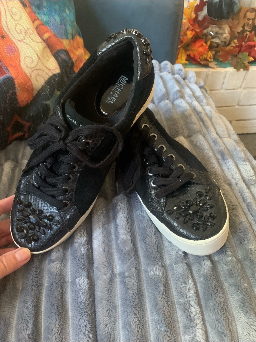 Michael Kors’ Poppy Jeweled Lace-Up Sneakers, Women’s Size: 7.5 Medium